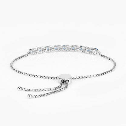 1.34 Carat Genuine London Blue Topaz and White Topaz .925 Sterling Silver Bracelet  DestGlow