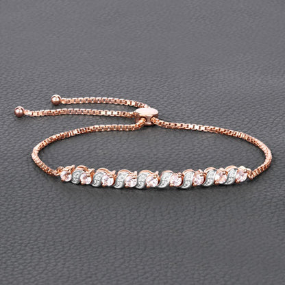 0.89 Carat Genuine Morganite and White Topaz .925 Sterling Silver Bracelet by Bids.com