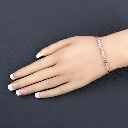0.89 Carat Genuine Morganite and White Topaz .925 Sterling Silver Bracelet by Bids.com