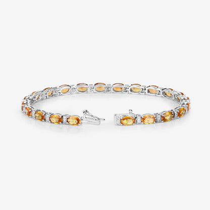 12.33 Carat Genuine Orange Sapphire and White Diamond 14K White Gold Bracelet by Bids.com