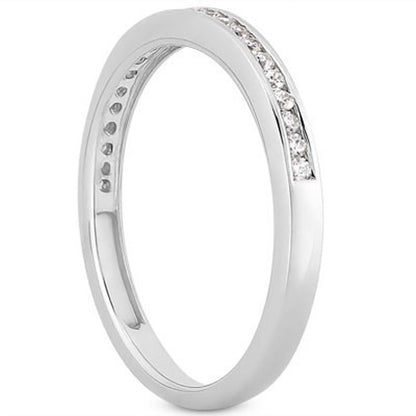 14k White Gold Slender Channel Set Diamond Wedding Ring Band Set 1/2 Around by Bids.com