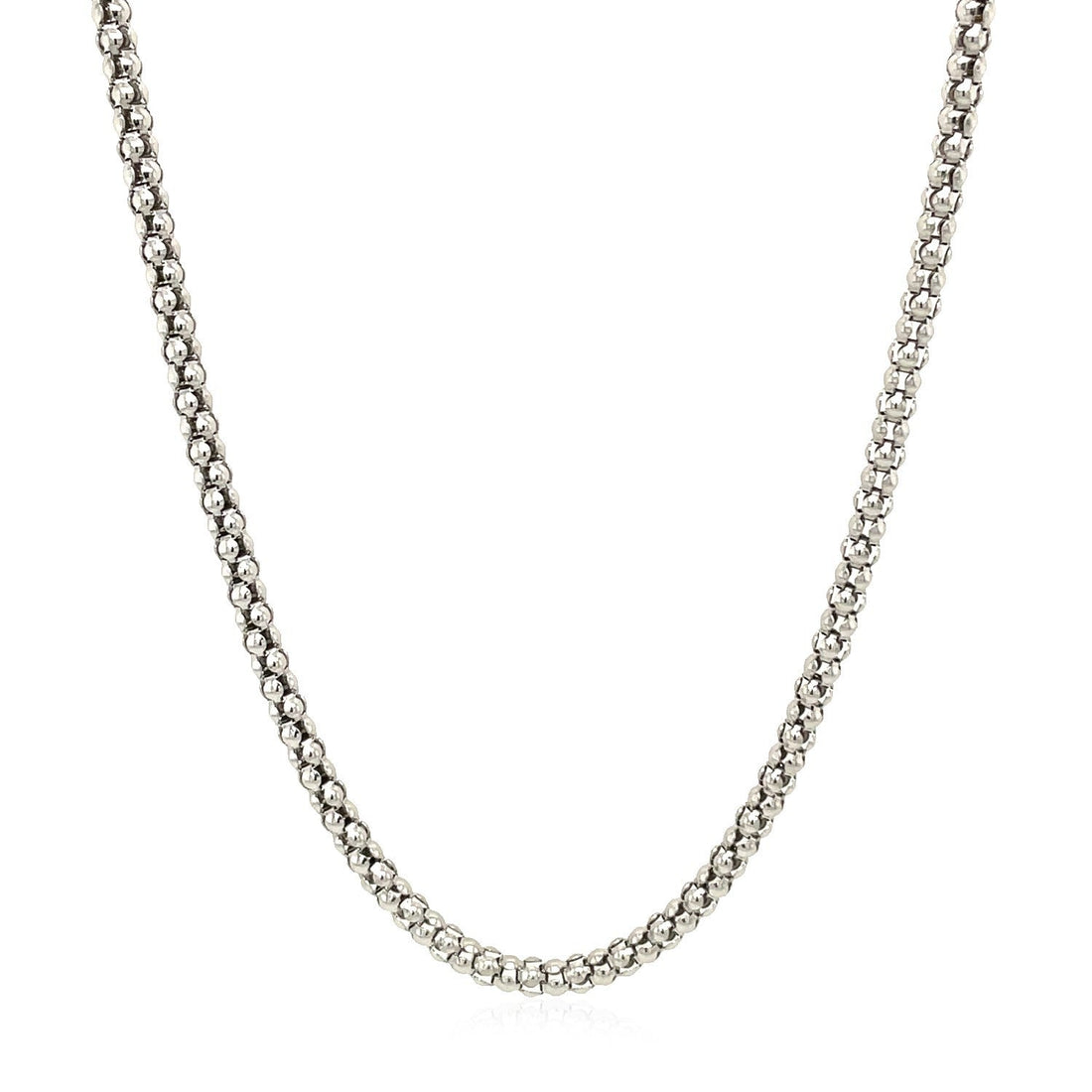 Rhodium Plated 2.5mm Sterling Silver Popcorn Style Chain by Bids.com
