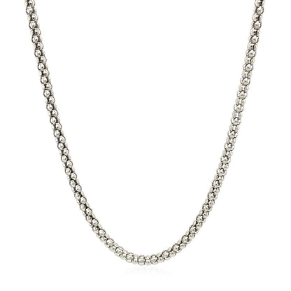 Rhodium Plated 2.5mm Sterling Silver Popcorn Style Chain by Bids.com