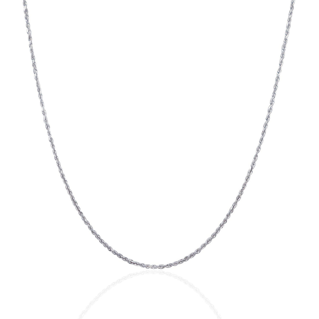 10k White Gold Solid Diamond Cut Rope Chain 1.4mm by Bids.com