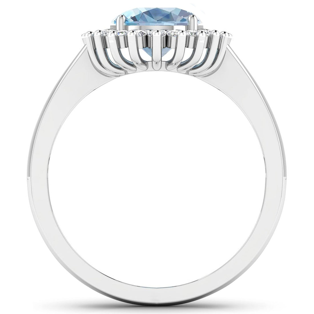 1.24 Carat Genuine Aquamarine and White Diamond 14K White Gold Ring by Bids.com