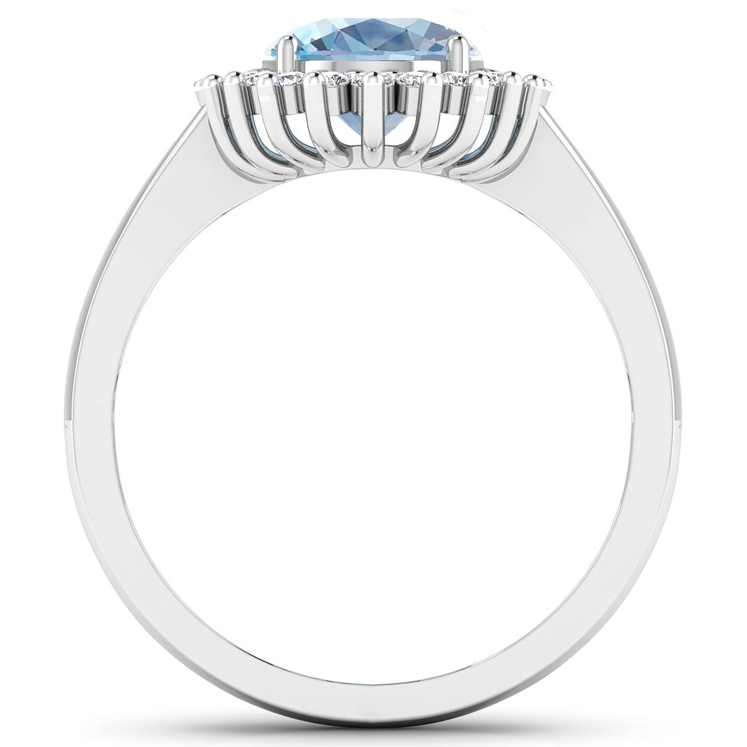 1.24 Carat Genuine Aquamarine and White Diamond 14K White Gold Ring by Bids.com