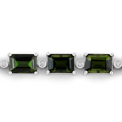19.04 Carat Genuine Green Tourmaline and White Diamond 14K White Gold Bracelet by Bids.com