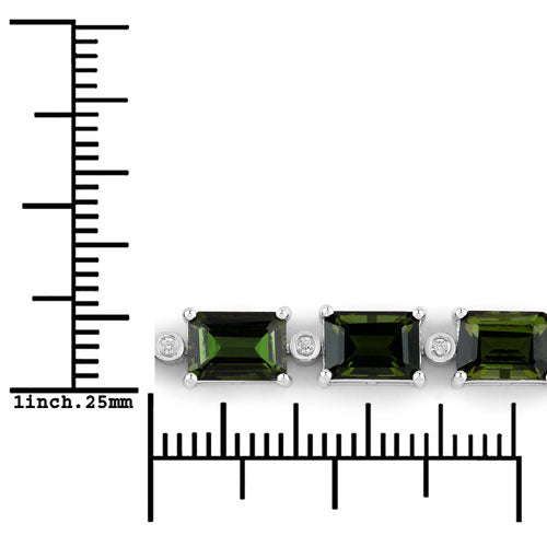 19.04 Carat Genuine Green Tourmaline and White Diamond 14K White Gold Bracelet by Bids.com