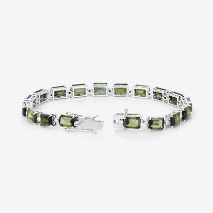 19.04 Carat Genuine Green Tourmaline and White Diamond 14K White Gold Bracelet by Bids.com