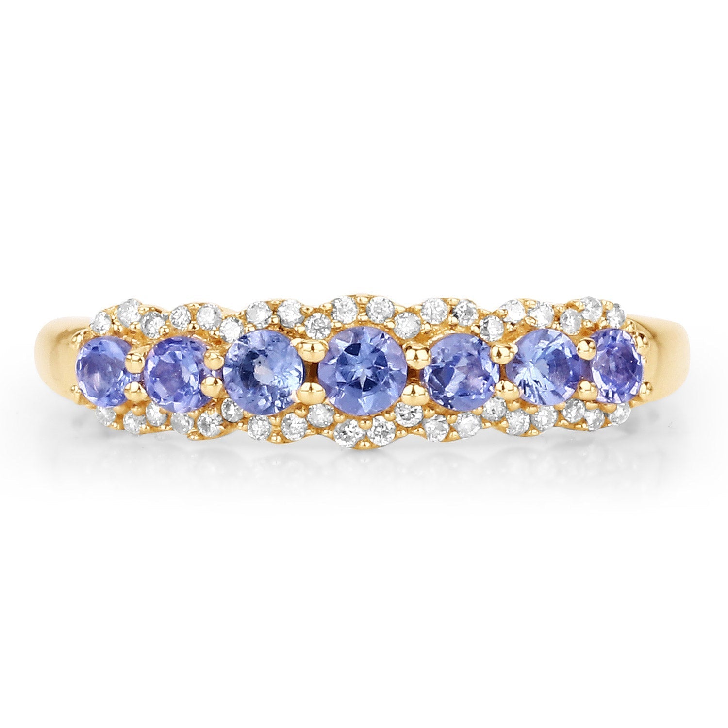 0.51 Carat Genuine Tanzanite and White Diamond 14K Yellow Gold Ring  DestGlow
