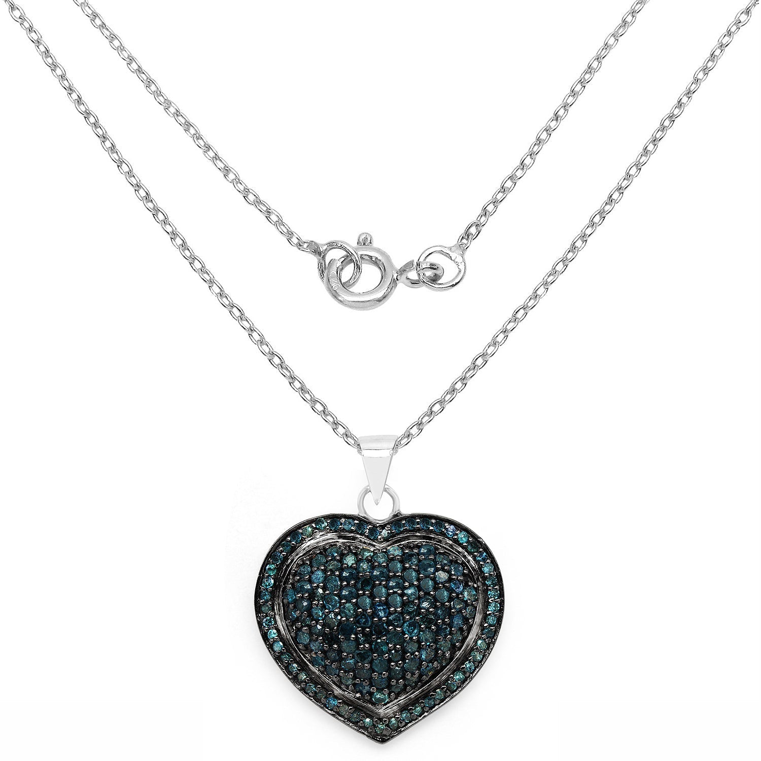 1.25 Carat Genuine Blue Diamond .925 Sterling Silver Pendant by Bids.com
