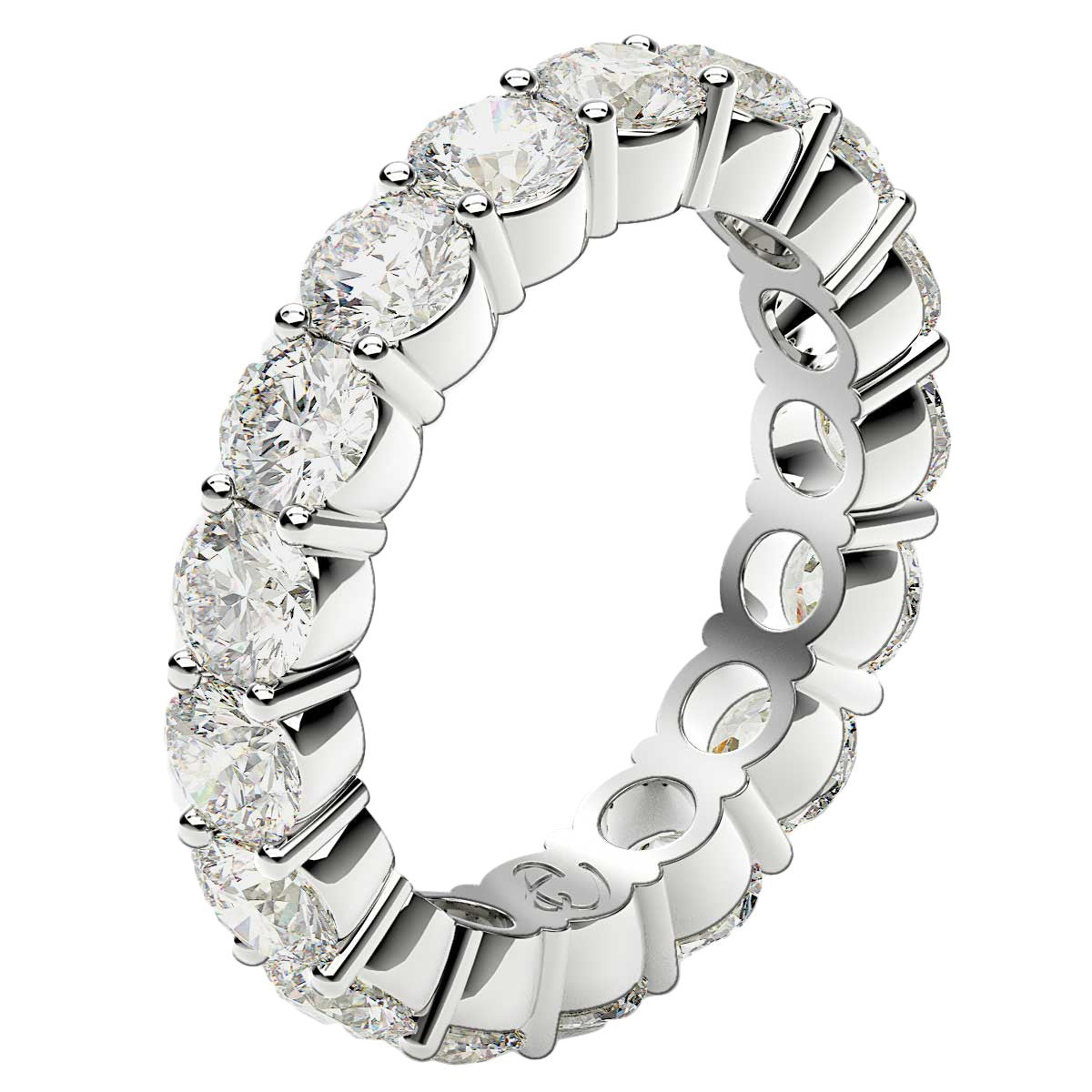 Round Cut Lab Grown Diamond Eternity Ring in 14k White Gold (3 cttw FG/VS2) by Bids.com