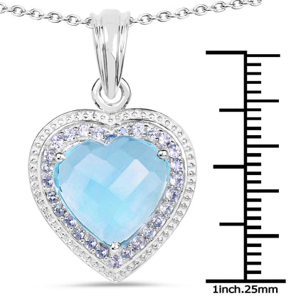 7.36 Carat Genuine Blue Topaz and Tanzanite .925 Sterling Silver Pendant by Bids.com