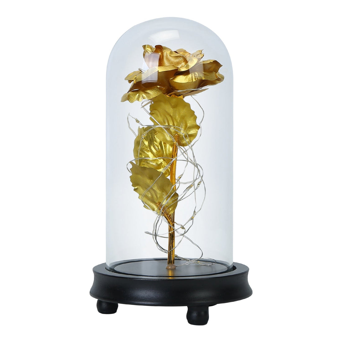 Foil Rose LED String Light Rose Fairy Lamp w/ Glass Dome For Valentines’ Day Mother’s Day Wedding Birthday 