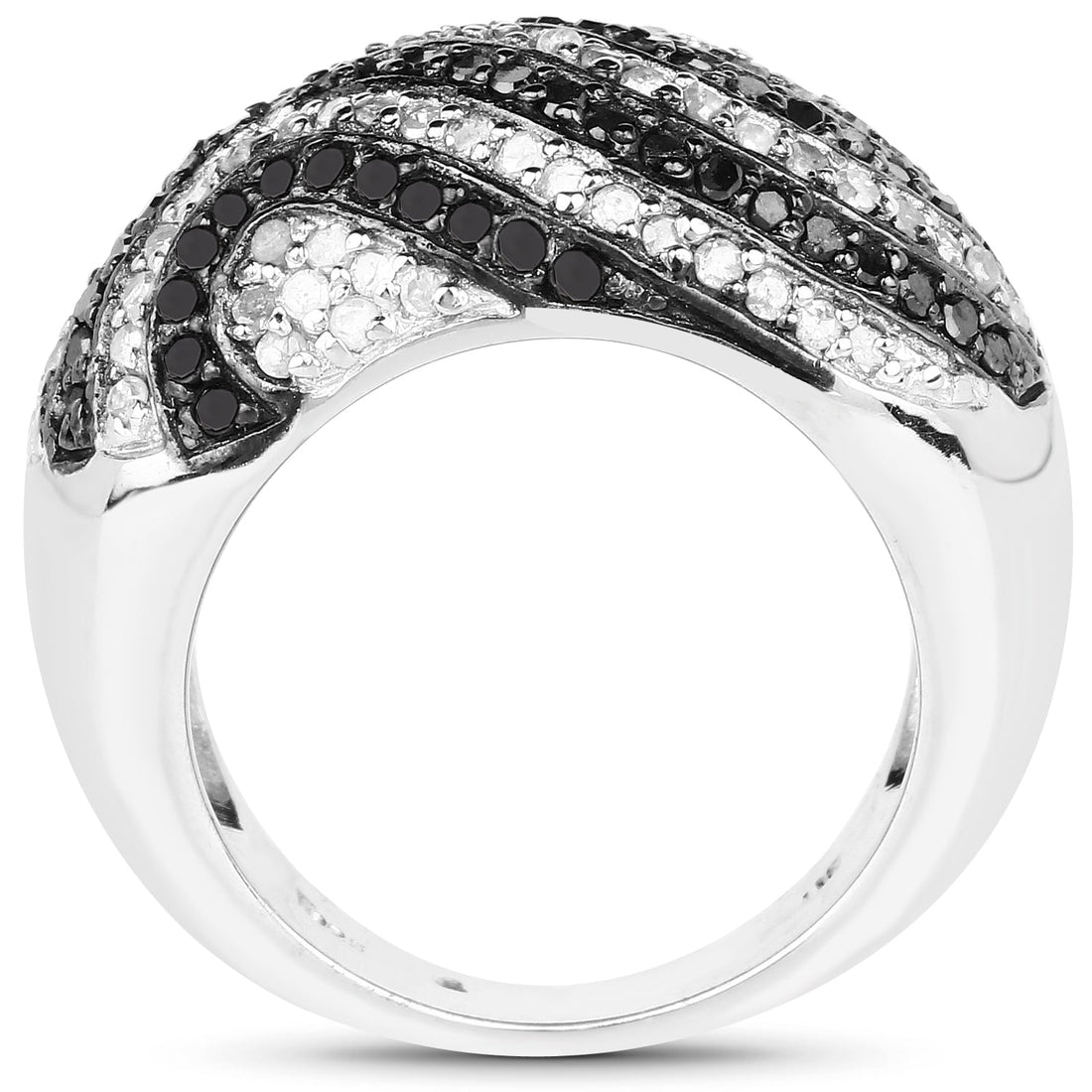 1.26 Carat Genuine Black Diamond and White Diamond .925 Sterling Silver Ring by Bids.com
