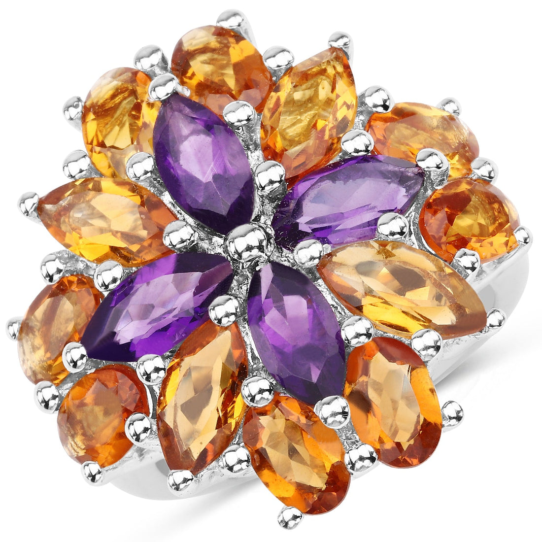 7.96 Carat Genuine Amethyst &amp; Madeira Citrine .925 Sterling Silver Ring by Bids.com