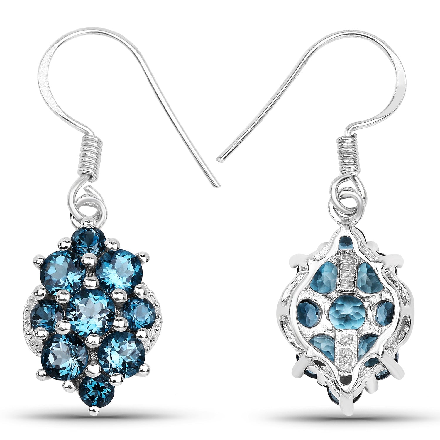4.32 Carat Genuine London Blue Topaz .925 Sterling Silver Earrings by Bids.com