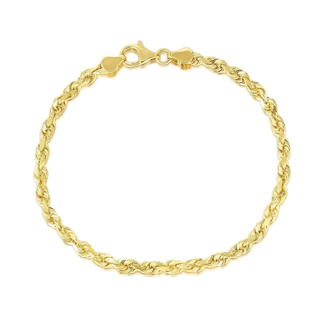 5.0mm 10k Yellow Gold Solid Diamond Cut Rope Bracelet by Bids.com