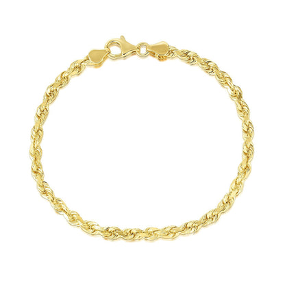 5.0mm 10k Yellow Gold Solid Diamond Cut Rope Bracelet by Bids.com