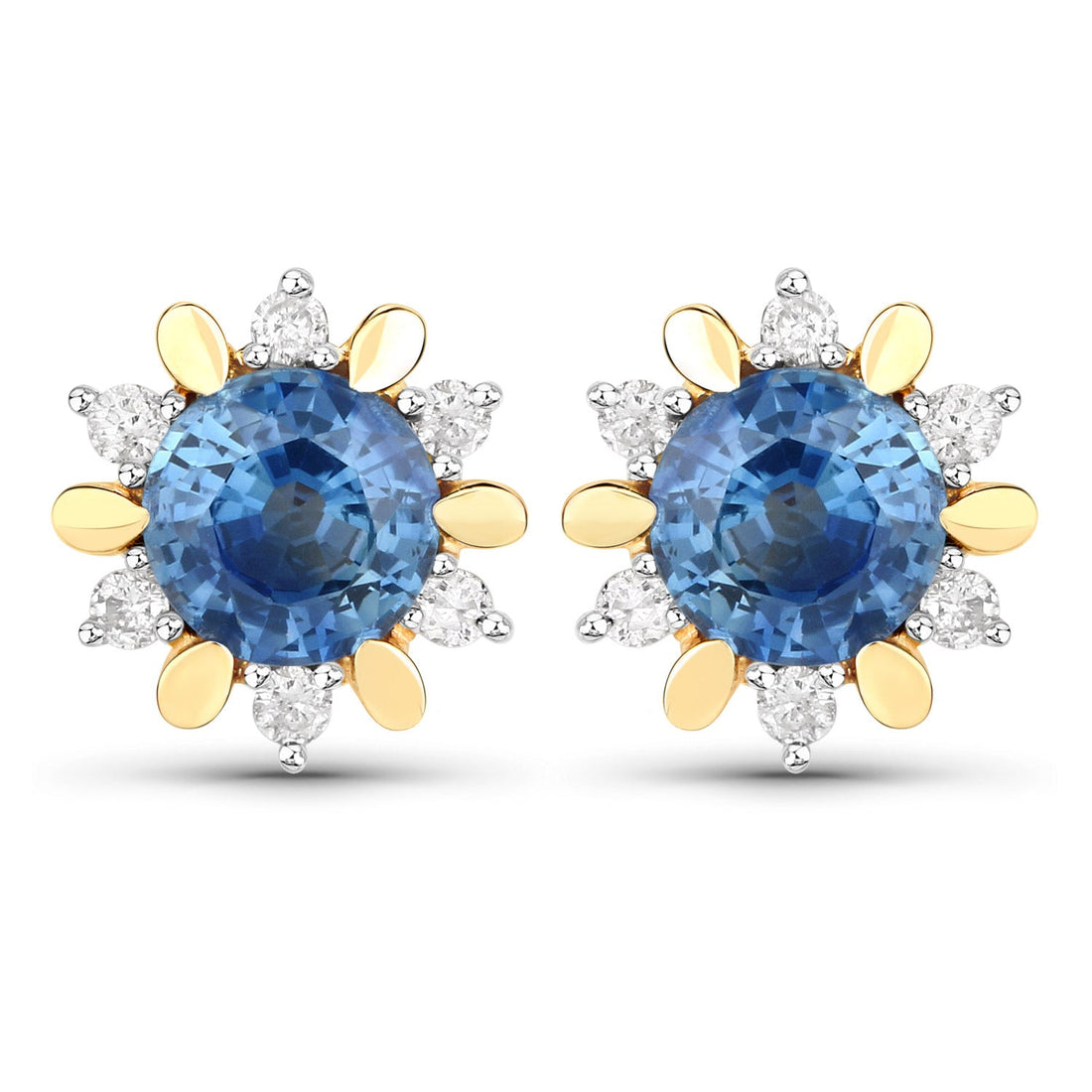 1.87 Carat Genuine Blue Sapphire and White Diamond 14K Yellow Gold Earrings by Bids.com
