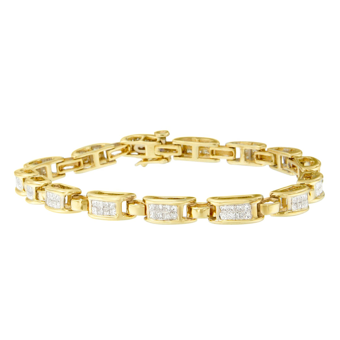 14K Yellow Gold Princess-Cut Diamond Links of Love Bracelet (2.00 cttw, H-I Color, SI2-I1 Clarity) by Bids.com