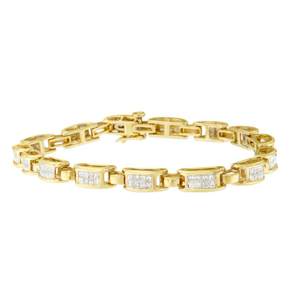 14K Yellow Gold Princess-Cut Diamond Links of Love Bracelet (2.00 cttw, H-I Color, SI2-I1 Clarity) by Bids.com