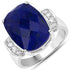 9.35 Carat Genuine Lapis and White Diamond .925 Sterling Silver Ring by Bids.com