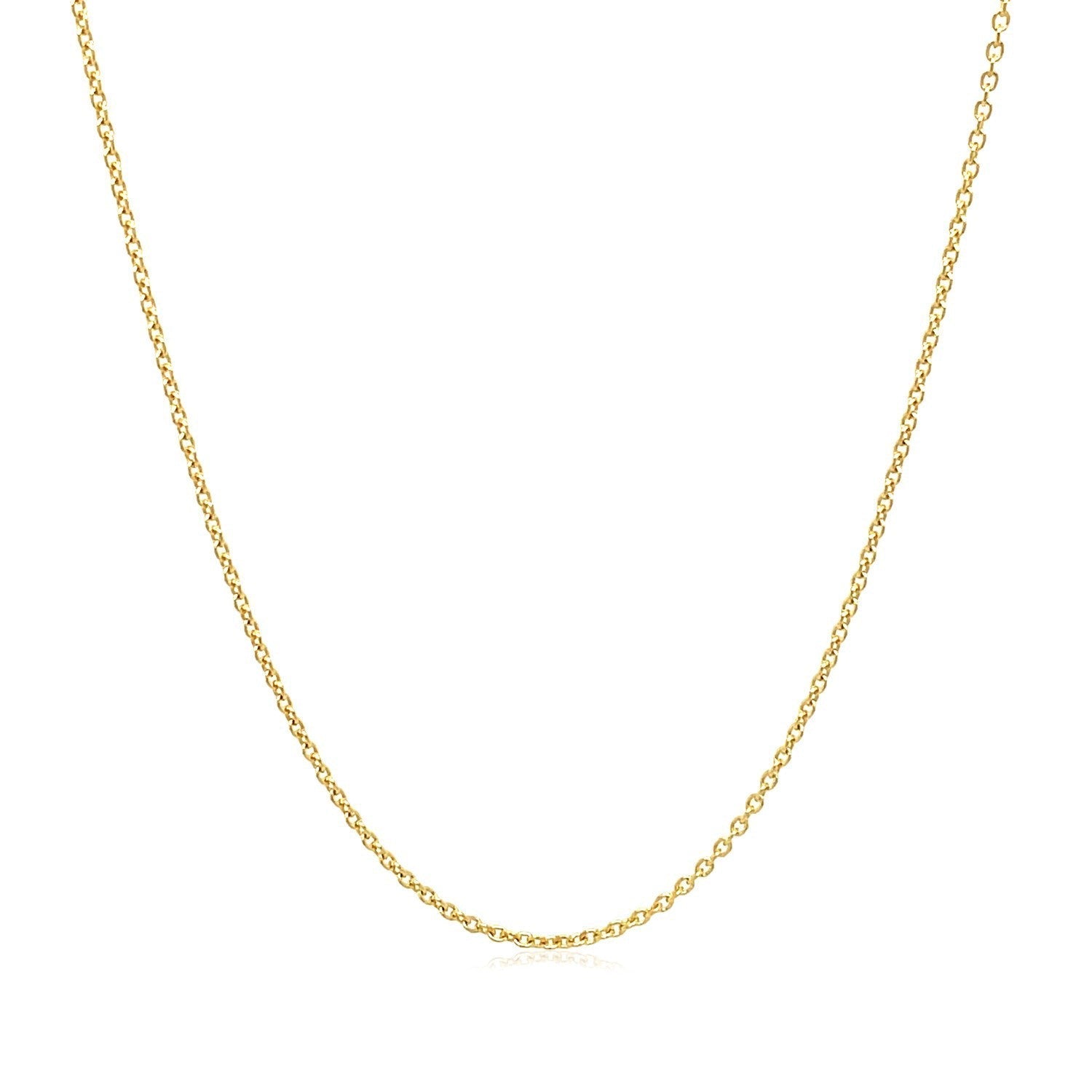 14k Yellow Gold Round Cable Link Chain 1.1mm  DestGlow