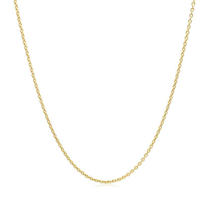 14k Yellow Gold Round Cable Link Chain 1.1mm  DestGlow
