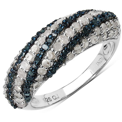 1.25 Carat Genuine Blue Diamond and White Diamond .925 Sterling Silver Ring by Bids.com