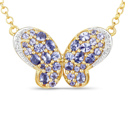 3.31 Carat Genuine Tanzanite and White Zircon .925 Sterling Silver Pendant  DestGlow