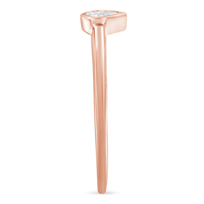 14K Rose Gold Plated .925 Sterling Silver 1/20 Carat Diamond Teardrop Pear-Shaped Miracle Set Petite Fashion Ring (J-K Color, I1-I2 Clarity) - Size 6 by Bids.com
