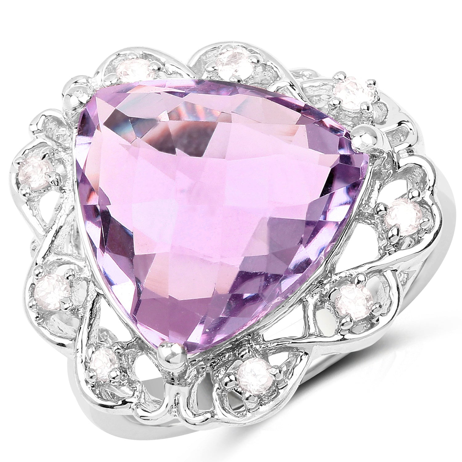 8.86 Carat Genuine Amethyst and White Zircon .925 Sterling Silver Ring by Bids.com