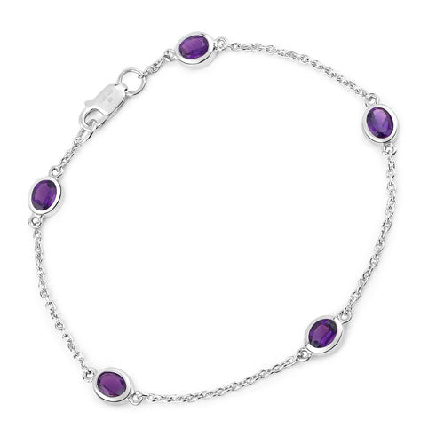 1.70 Carat Genuine Amethyst .925 Sterling Silver Bracelet by Bids.com