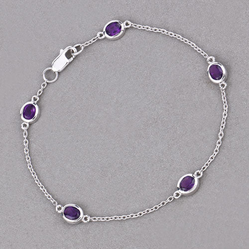 1.70 Carat Genuine Amethyst .925 Sterling Silver Bracelet by Bids.com