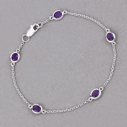 1.70 Carat Genuine Amethyst .925 Sterling Silver Bracelet by Bids.com
