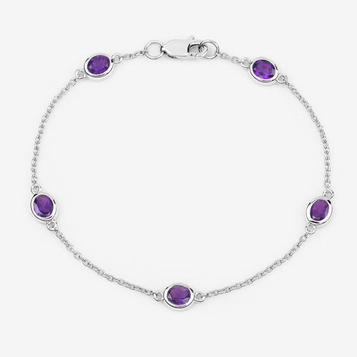 1.70 Carat Genuine Amethyst .925 Sterling Silver Bracelet by Bids.com