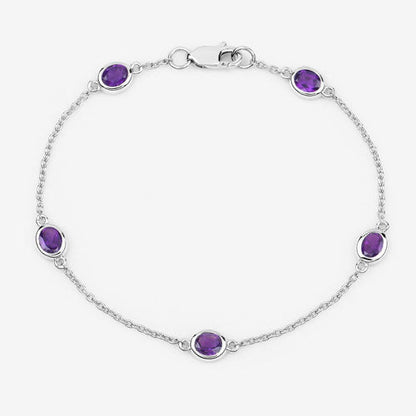 1.70 Carat Genuine Amethyst .925 Sterling Silver Bracelet by Bids.com