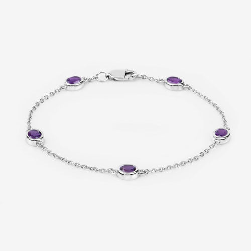 1.70 Carat Genuine Amethyst .925 Sterling Silver Bracelet by Bids.com