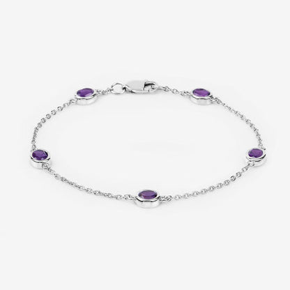 1.70 Carat Genuine Amethyst .925 Sterling Silver Bracelet by Bids.com
