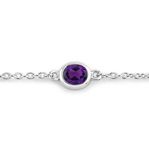 1.70 Carat Genuine Amethyst .925 Sterling Silver Bracelet by Bids.com
