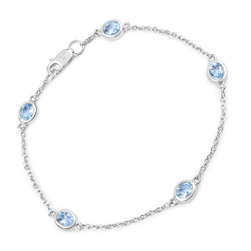 1.80 Carat Genuine Blue Topaz .925 Sterling Silver Bracelet by Bids.com