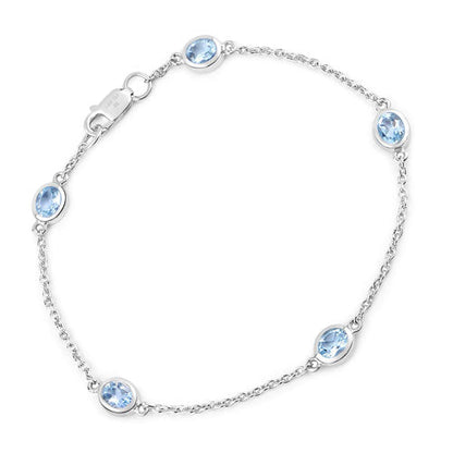 1.80 Carat Genuine Blue Topaz .925 Sterling Silver Bracelet by Bids.com