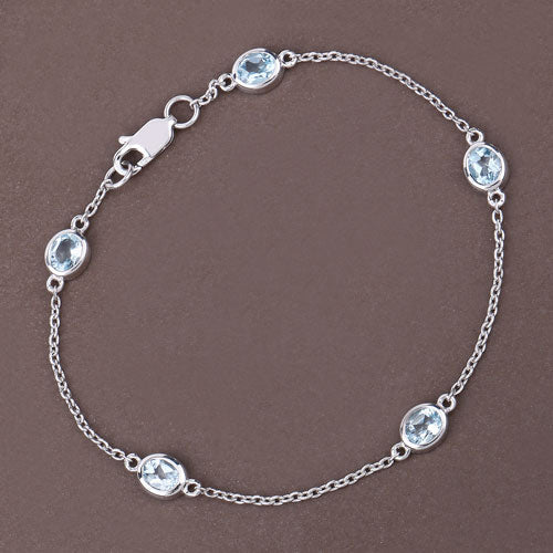 1.80 Carat Genuine Blue Topaz .925 Sterling Silver Bracelet by Bids.com
