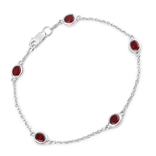 2.25 Carat Genuine Garnet .925 Sterling Silver Bracelet by Bids.com