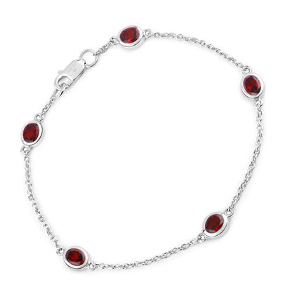 2.25 Carat Genuine Garnet .925 Sterling Silver Bracelet by Bids.com