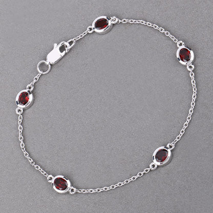 2.25 Carat Genuine Garnet .925 Sterling Silver Bracelet by Bids.com