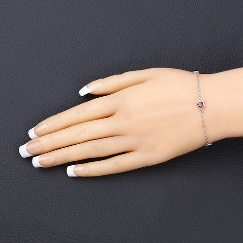 2.25 Carat Genuine Garnet .925 Sterling Silver Bracelet by Bids.com