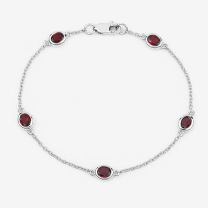 2.25 Carat Genuine Garnet .925 Sterling Silver Bracelet by Bids.com