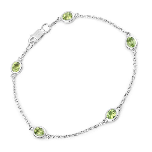 1.75 Carat Genuine Peridot .925 Sterling Silver Bracelet  DestGlow